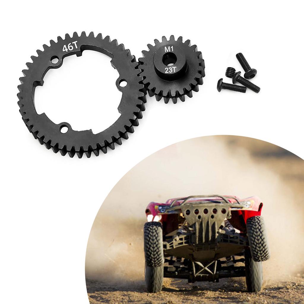 Hardened Steel 46T 23T Gear Set Compatible With Multiple RC Models For Enhanced Power Transmission Efficiency