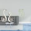 Porcelain Swan Figurine And Wall Art Collection Elegant Animal Plant Decor for Living Room