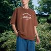 Adidas Round Neck Letter Print Casual Short Sleeve Drop Shoulder T-Shirt Men Tops Brown Han-Jade-White JD0440