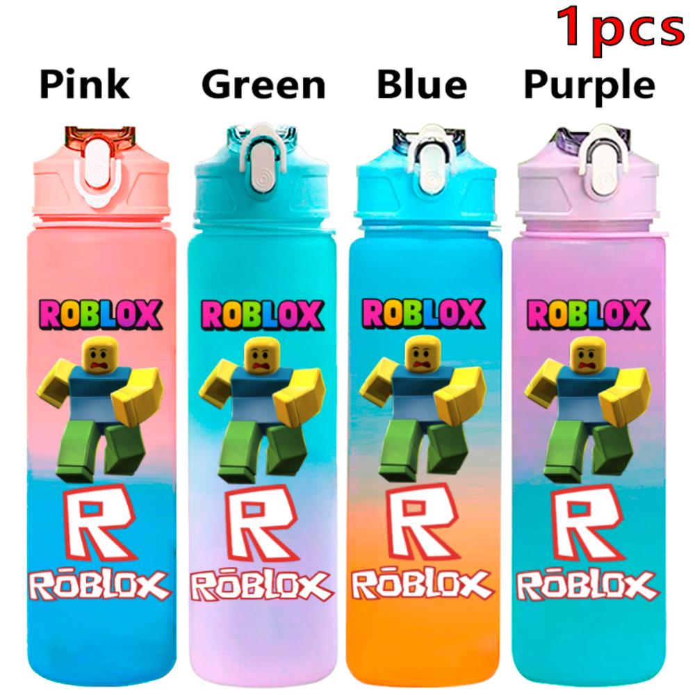 750ml Roblox Cartoon Large Capacity Gradient Color Straw Bottle Camping Drinking Tools Student Game Periphery Plastic Sports Cup
