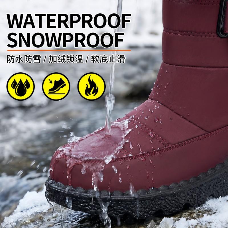 Womens Winter Snow Boots Warm Fleece Lined Non Slip Flat Heel Ankle Plus Size 35-43