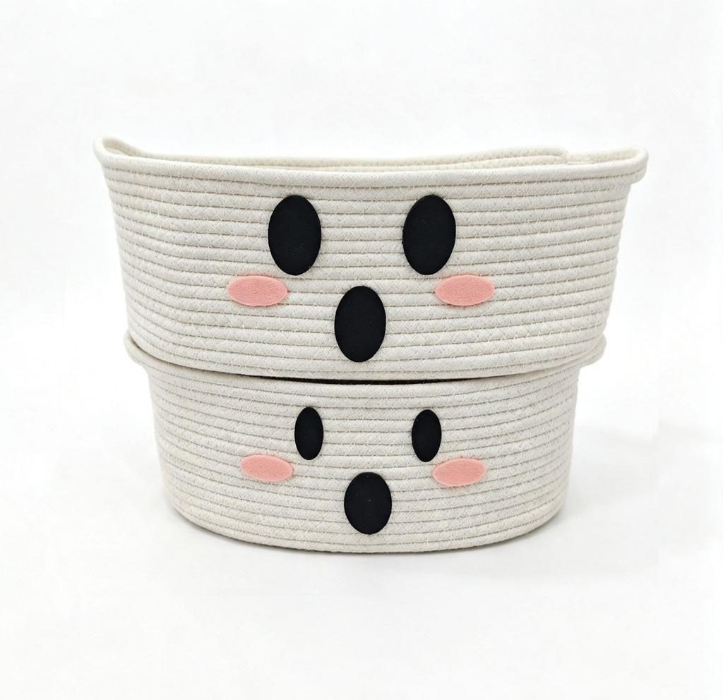 Halloween Cotton Rope Storage Basket with Handles for Candy and Snacks