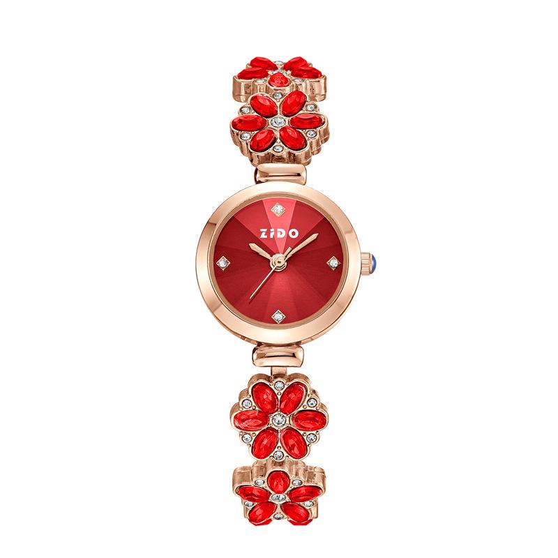 ZIDO Luxury Ladies  Crystal Round Watch - Elegant, Waterproof, Diamond Accents Watch Only