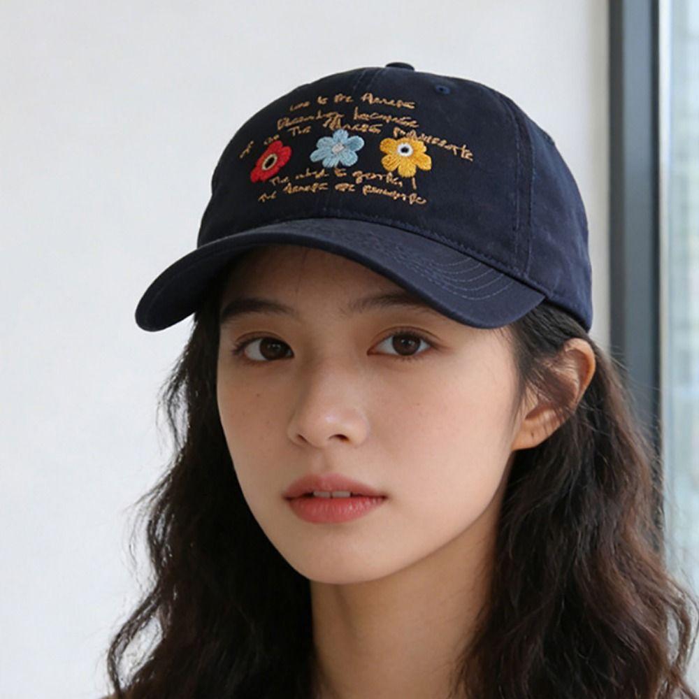 Flower Embroidery Baseball Cap Multicolor Sunshade Hat Fashion Sports Hat  Casual Outdoor