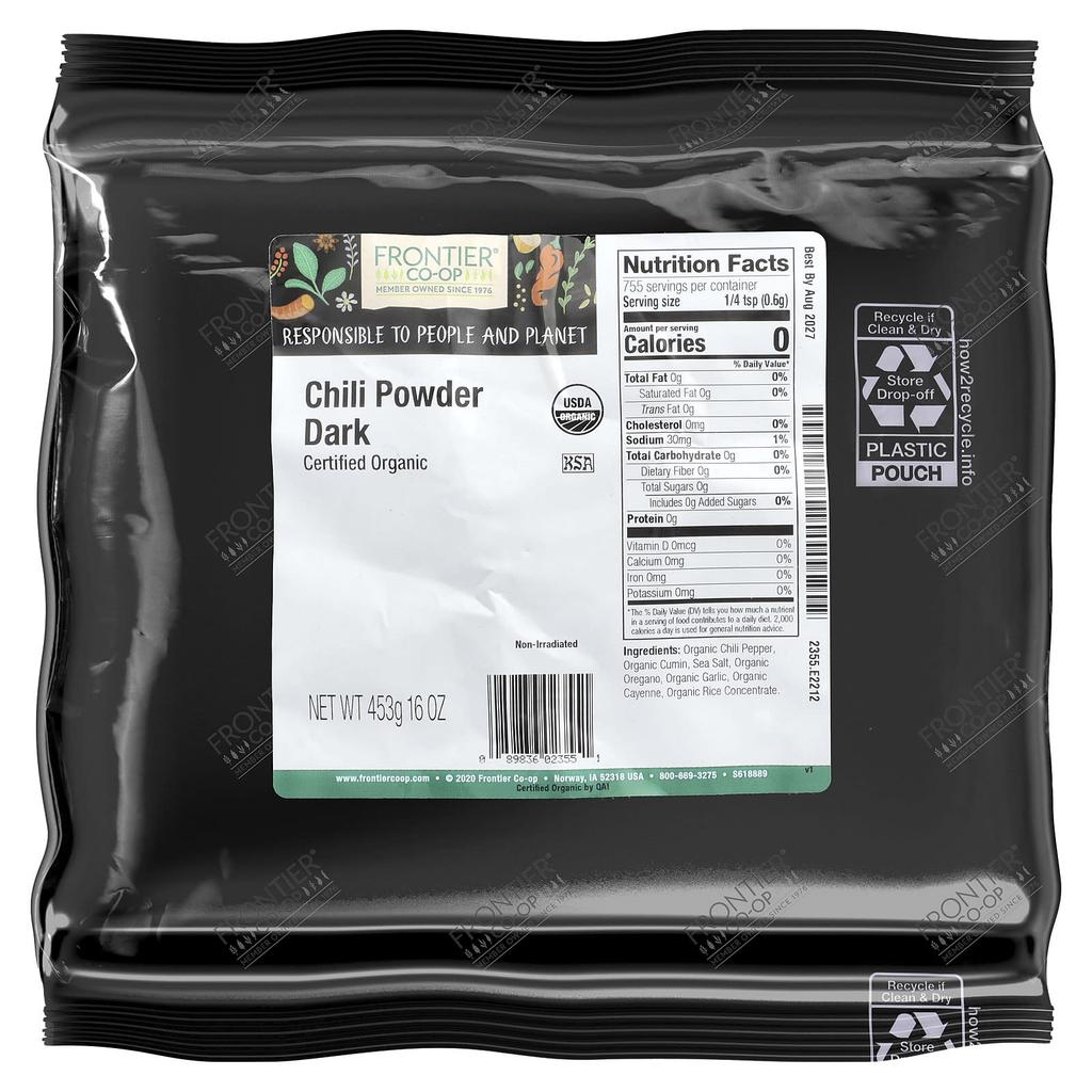 Frontier Co-op, Bio Chili Pulver Dunkel, 16 oz (453 g)