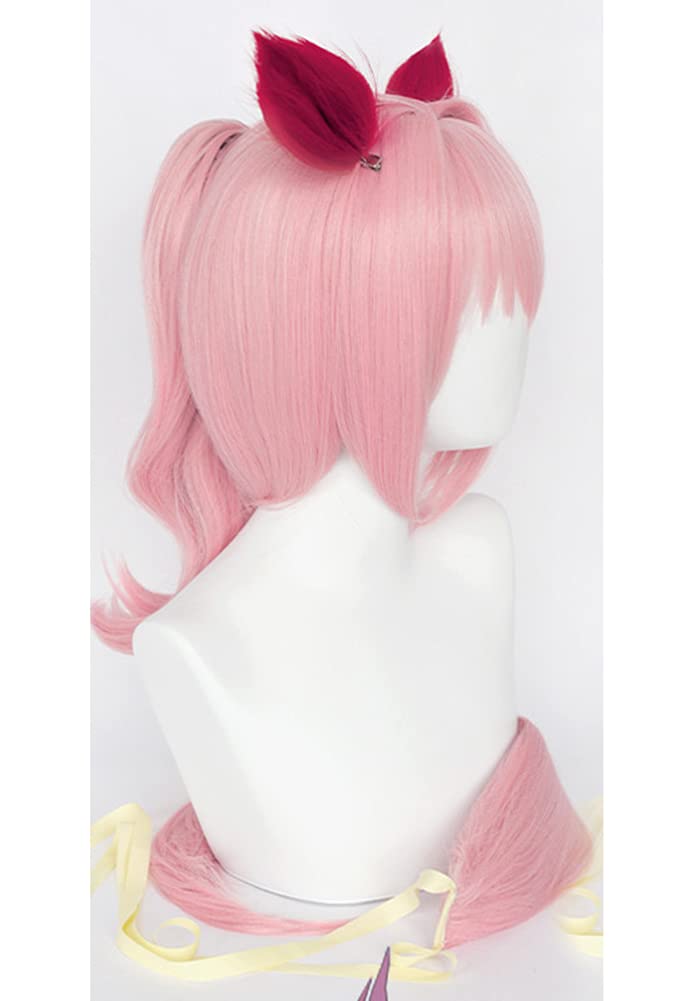 Haru Cosplay Idealny do Zawiera Siatkę i Różową Perukę w Stylu Urara, Odporna na Ciepło, 50 cm, Przebranie, Grzebień, (Peruka, Uszy, Ogon)