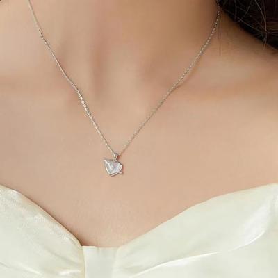 Damen Herz Planet Funkeln Halskette 2 Farben