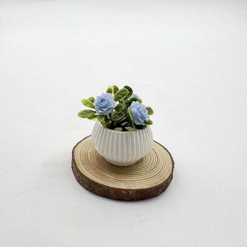 1Pcs Doll House Living Room Scene Decoration Mini Rose Plant Potted Plants Model Miniature Landscape Handicrafts