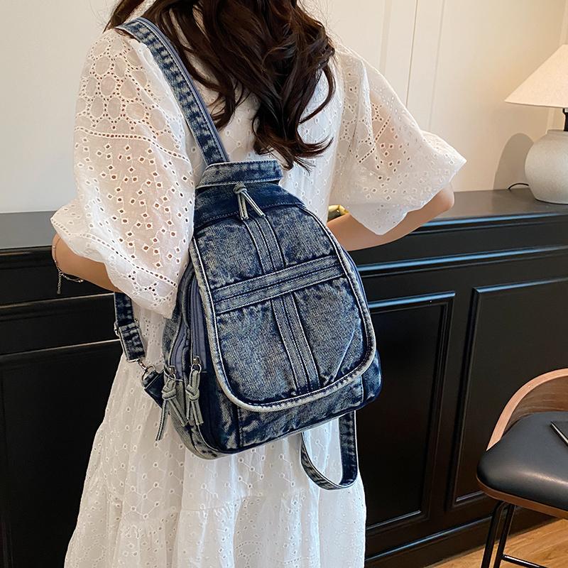 Vintage Denim Backpack Women's Chest Bag Travel Bag Multifunctional Shoulder Bag