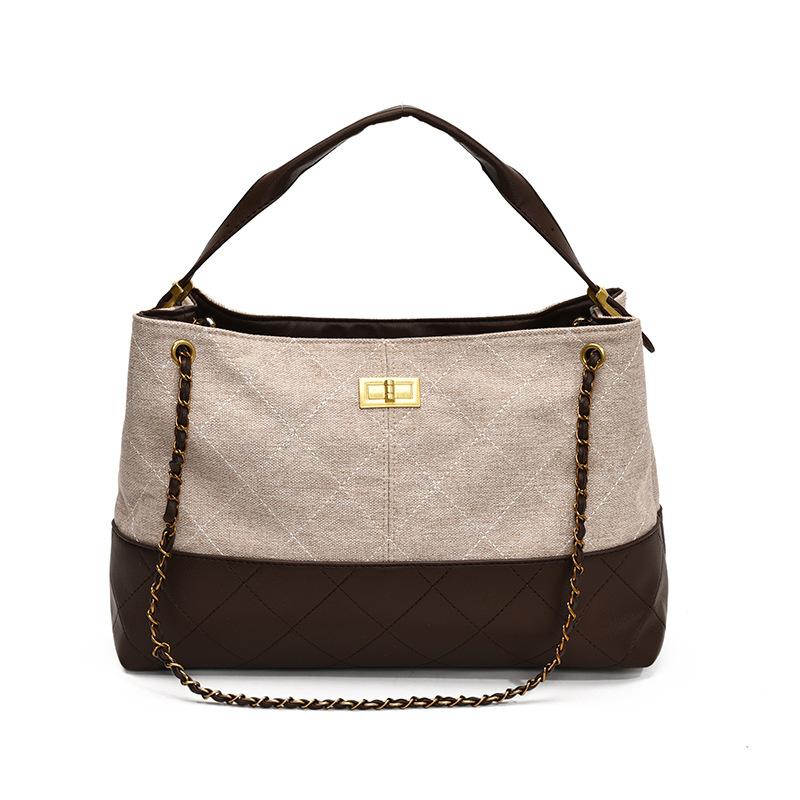 

Textured splicing bucket bag new rhombus chain handbag large capacity shoulder messenger women s bag tide темно-коричневого