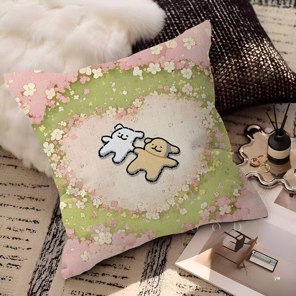Line CARTOON P-PuppyS Cushion Cover Polyester Sofa Cushions Decorative Throw Pillows Home Decoration Pillowcover