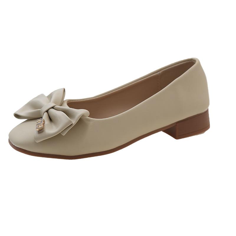 Spring new French Mary Jane shoes square head temperament single shoes women's bow daily commuter women's shoes