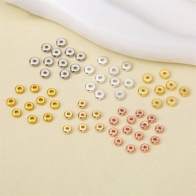 100 Stück Flache Runde Abstandshalter Perlen 18K Gold Beschichtet Halsketten Abstandshalter Perlen Schmuckherstellung Zubehör