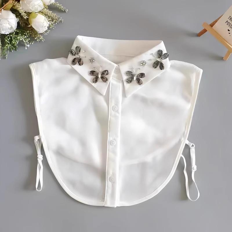Lapel Fake Collar Women Detachable Collars  False Collar Woman Diamond Pearl Necktie Kraagje Nep Dames Clothing Accessories