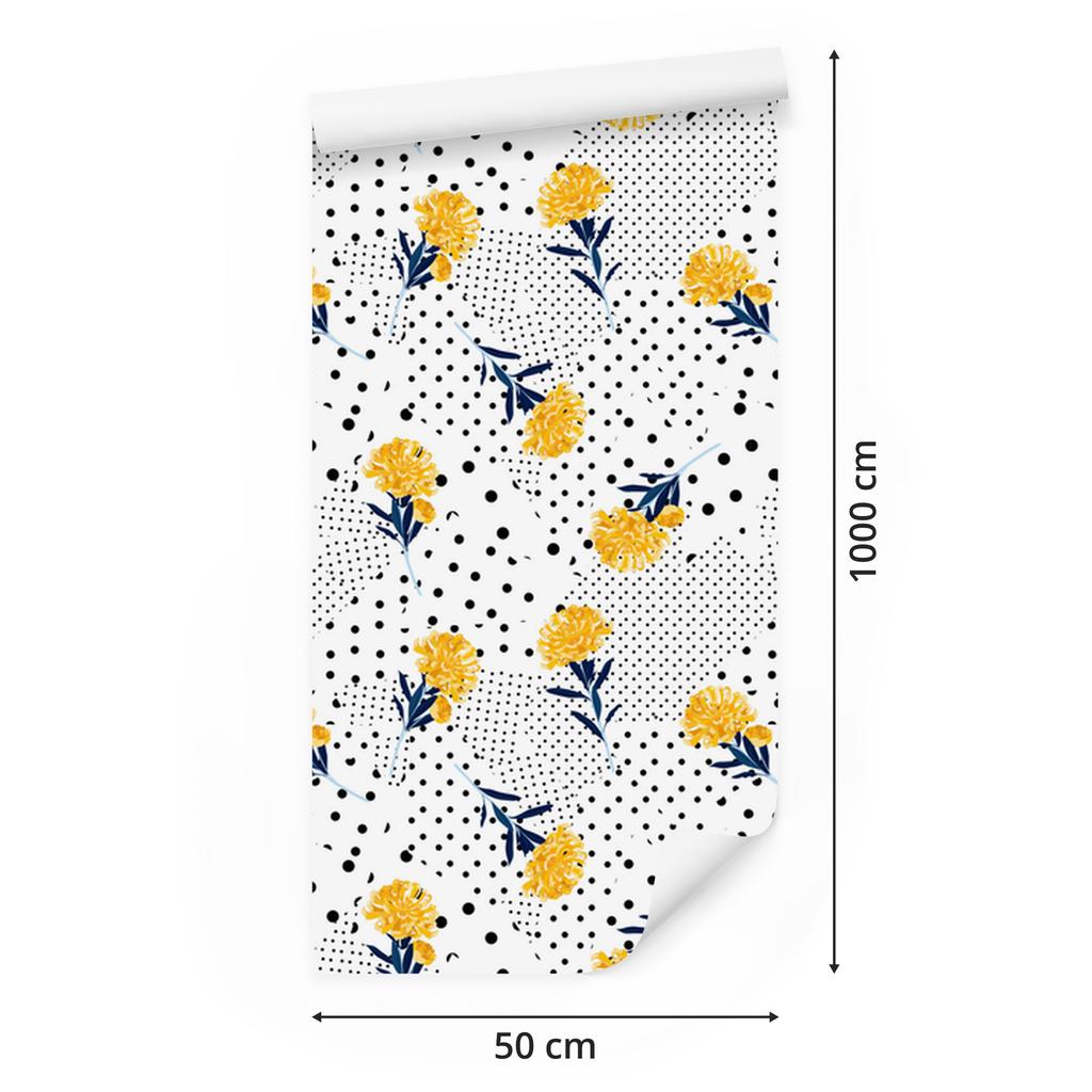 Flowers and dots wallpaper for living room and bedroom 50x1000