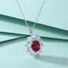 High-end Red Zircon Flower Pendant, Ruby Necklace, Women's High-end 925 Sterling Silver Collarbone Chain.