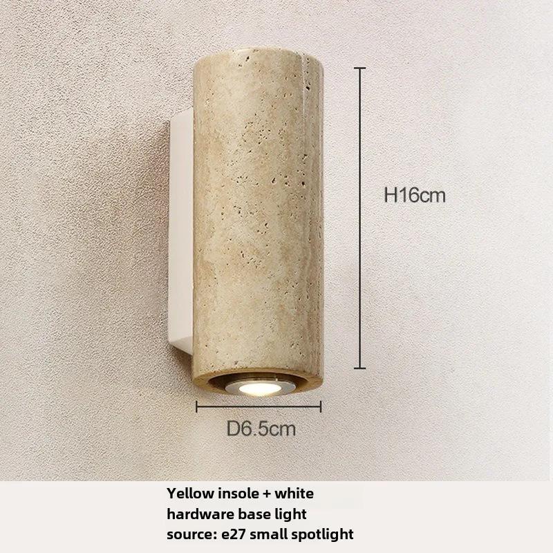 Wabi Sabl Yellow Marble Wall Lamp Japan Bedroom Bedside LIving Room Wall Llght Travertine Stair Corridor Decor Lighting Fixture