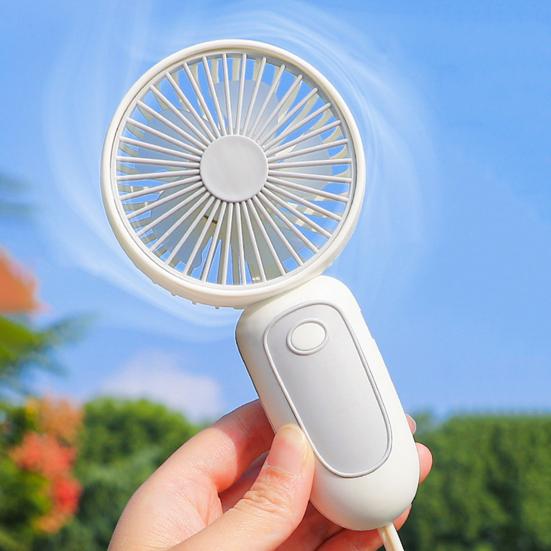 Handheld Desktop Fan with Lanyard Dual-Use Portable Cooling Fan for Students Commuting Traveling Type-C Fast Charging Low Noise Summer Gadget
