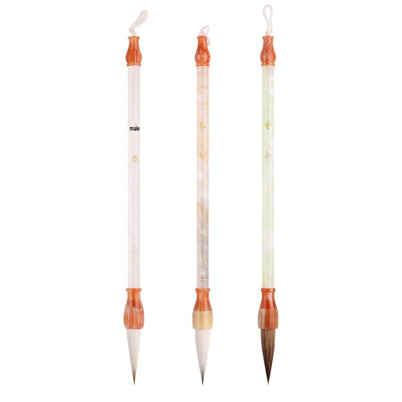 Silver Bamboo Jade Brush Set - Professional & Beginner Calligraphy and Painting Set with Wolf Bristles for Various Script Styles