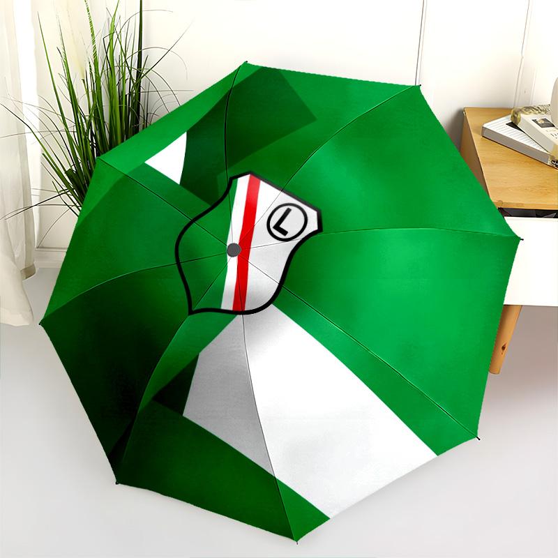 Modello Legia Varsavia, ombrello pieghevole automatico, design portatile e pieghevole, 8 stecche, un regalo di Natale o di compleanno.