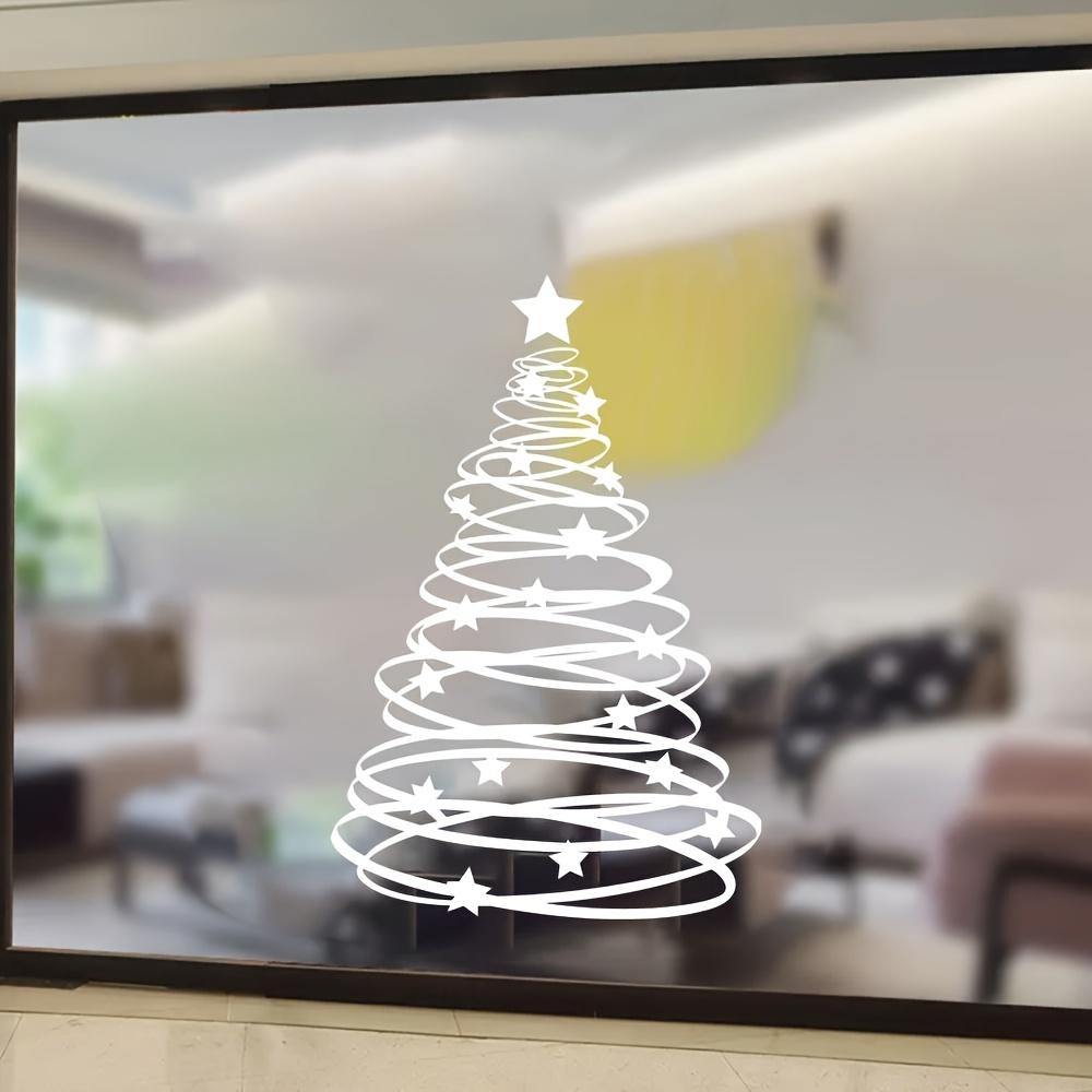 Christmas Tree Window Sticker High Quality PVC Self-Adhesive Glossy Finish Holiday Decoration with Star Accents,Decorative Decal