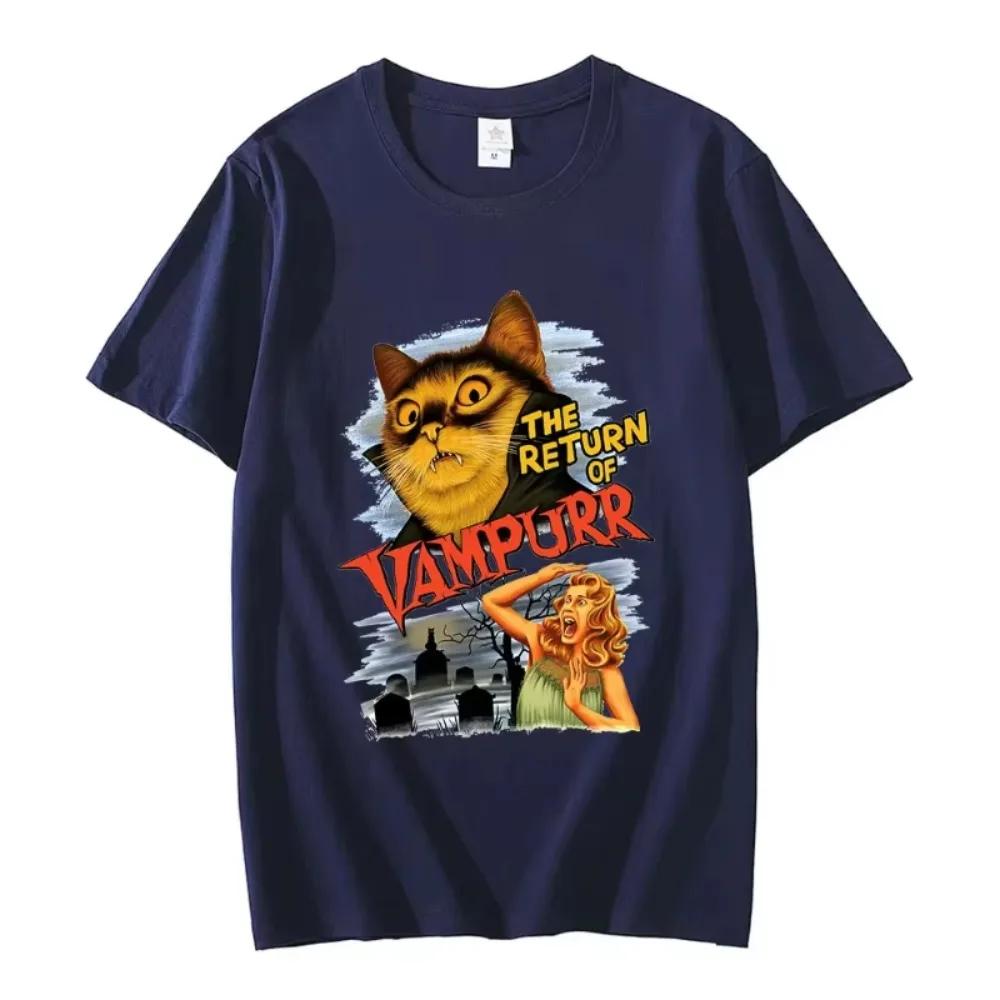 Damen Herren Kurzarm Rundhals Halloween Unisex T-Shirt Katze Vampir Design Terroristisch Große Größe Rundhals Kleidung