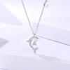 Dolphin Love Necklace S925 Sterling Silver Cute Fairy Wind Collarbone Chain Micro Moonstone Pendant