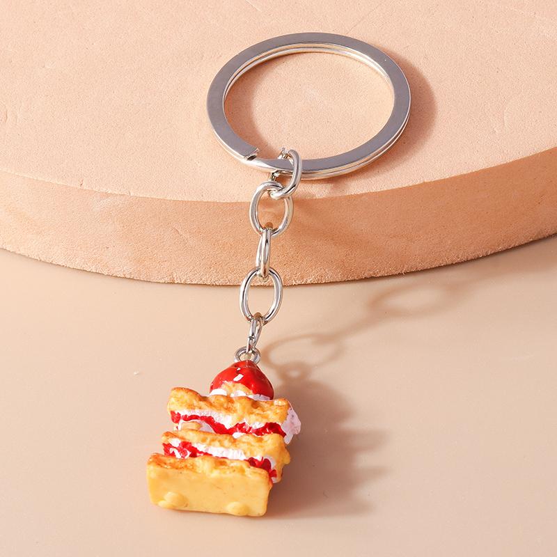 Cute Cartoon 3D Food Keychains Hamburg Donut Cookies Cake Key Ring for Men Women Handbag Pendant DIY Jewelry Gifts