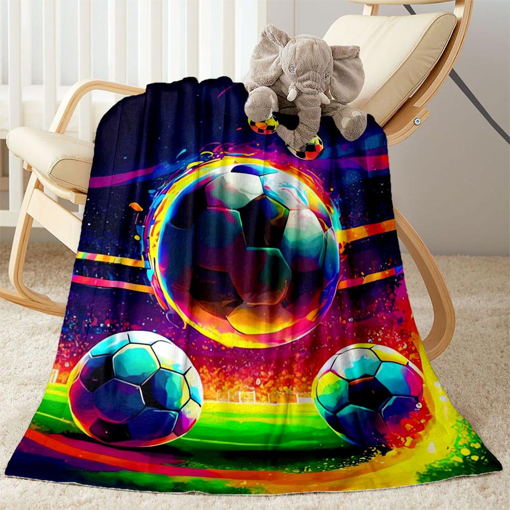 1 Stück Fußball-Decke Bequem Weich Leicht Alle Jahreszeiten Mehrzweck-Decke Reisen Camping Picknicks Sofa Büro Bett Wohnzimmer Geschenk Freunde
