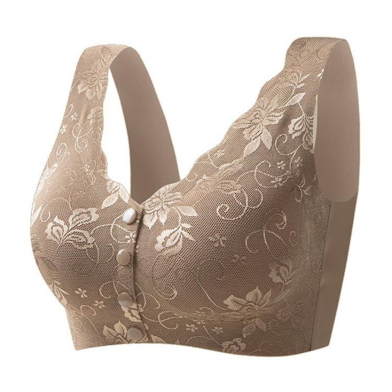 Plus Size Front Buckle Wireless Seamless Vest Style Bra For Middle Aged Women