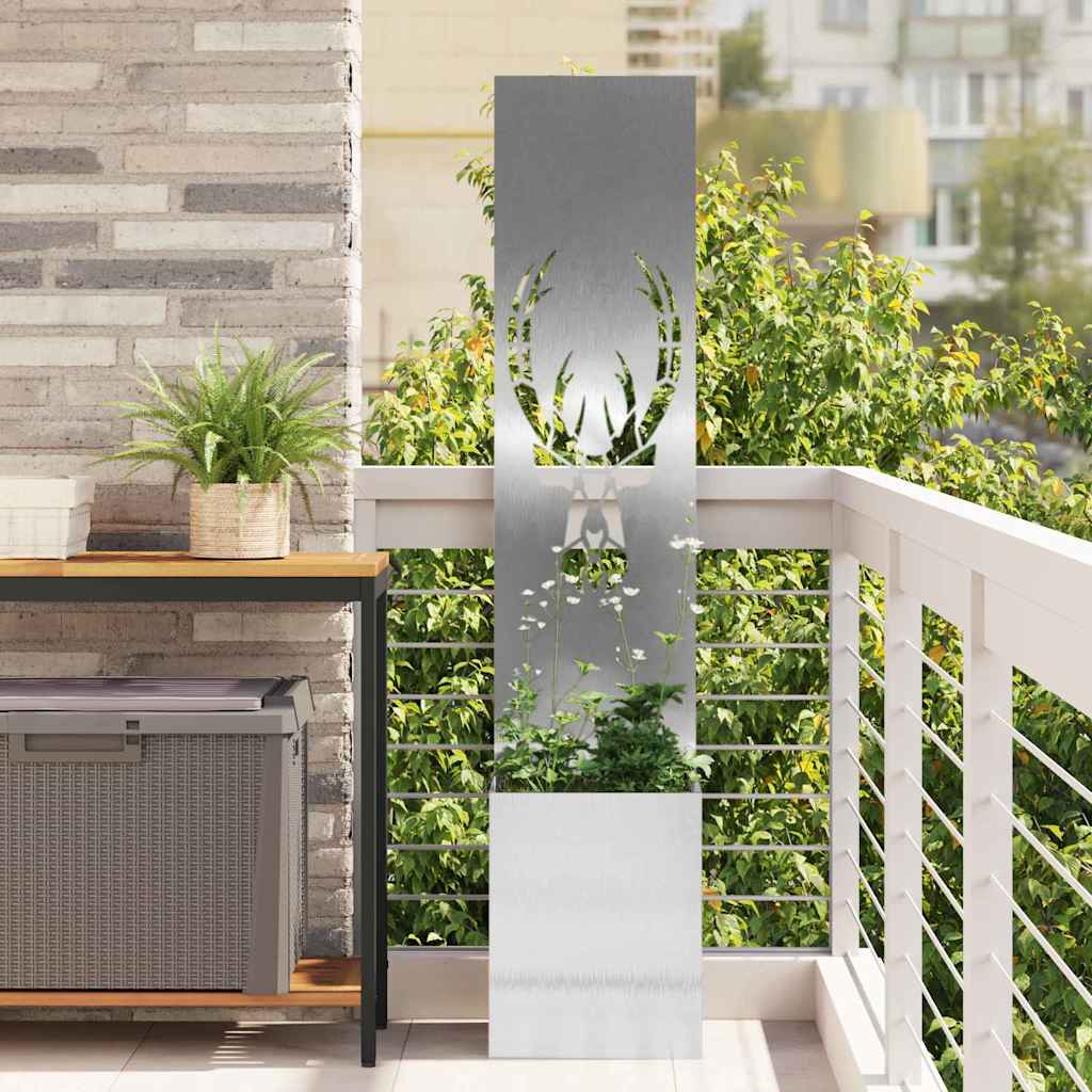 Garden Privacy Screen Canvas Silver 32 X 32 X 150 Cm Stainless Steel