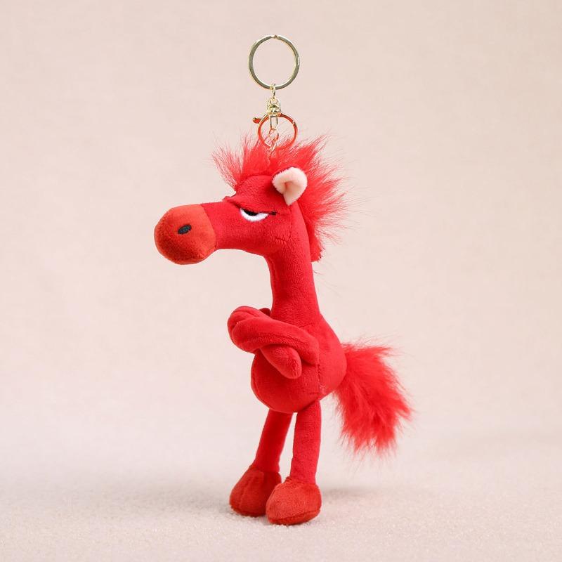 New Year Horse Mascot Toys Keychain Cartoon Horse Pendant Plush Doll Soft Stuffed Animal Horse Doll Bag Pendant Gilrs Gifts