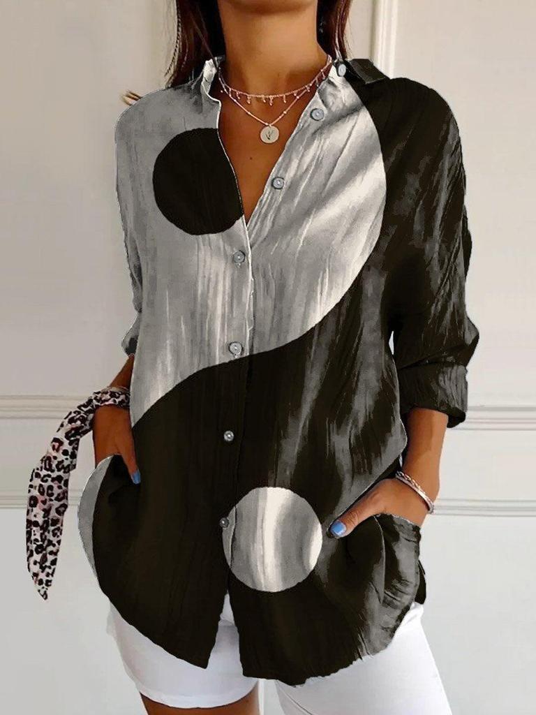 3D Abstract Pattern Women's Long Shirt with Drop Shoulder Sleeves