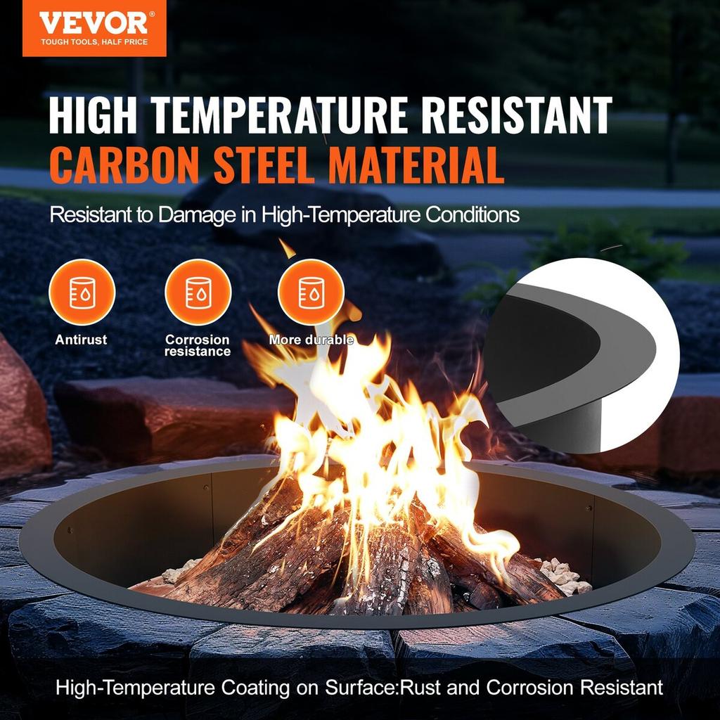 Fire Pit Ring Round 45 Inch Outer Steel Liner DIY Campfire Ring Firepit