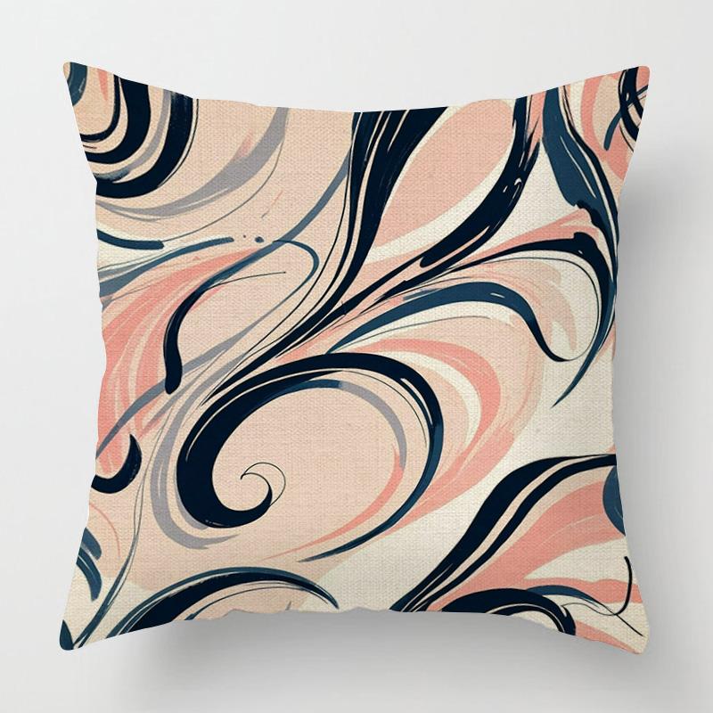 Home Decor Colorful Leaf & Swirl Digital Print Pillow Covers Pattern Cushion Cover Suitable for Sofa Bedroom Car Pillow Cover
