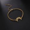 Cat Paw Charm Crescent Moon Bracelets for Women Figaro Box Chain Bracelet Celtic Knot Amulet Stainless Steel Trendy Jewelry Gift