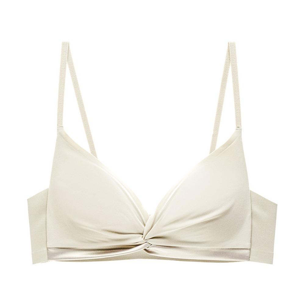 Mulberry Silk Heavy Satin Silk-smooth Three-dimensional Twist Thin Underwire Triangle Cup Push-up Bra Underwear