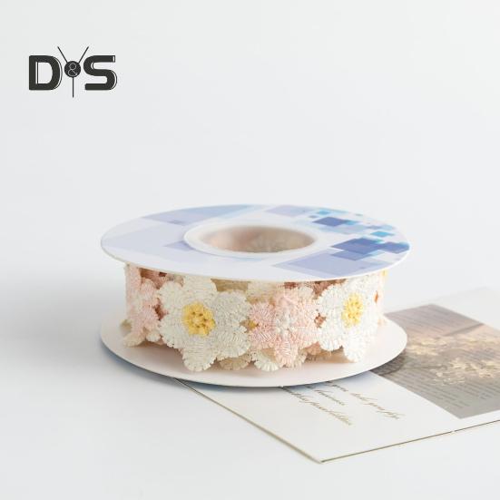 Haftowana wstążka z kwiatami 9,84 stopy Koronkowa taśma Słonecznik Wstążka DIY Koronka Wstążka do szycia Haftowa wstążka do sukni ślubnej Opaska do włosów Ozdoba ubrań