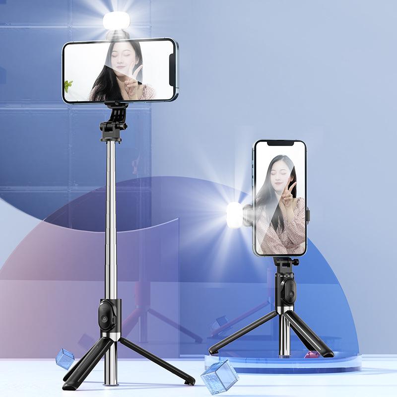 Portable Tripod & Selfie Stick with Universal Phone Holder for Live Streaming and Travel