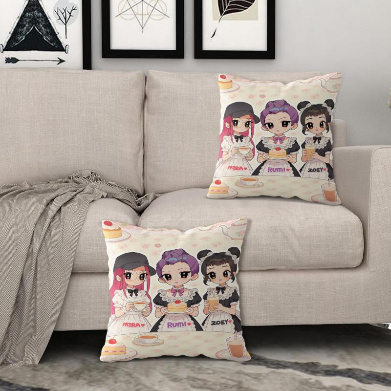 Kpop Style Throw Pillow Decorative Cushion Cute Chibi Anime Maid Cafe Print Soft Pillow For Sofa Bedroom Perfect Gift For Teens Fans