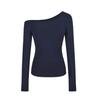 Irregular Collar Long Sleeve T-Shirt Women Basic Solid Off Shoulder TShirt
