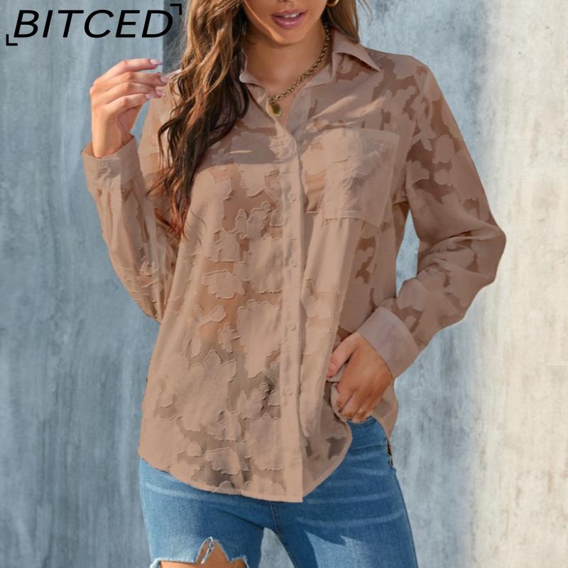 

BITCED Plus Size Women s Loose-Fit Casual Chiffon Blouse XXXL темно-коричневого