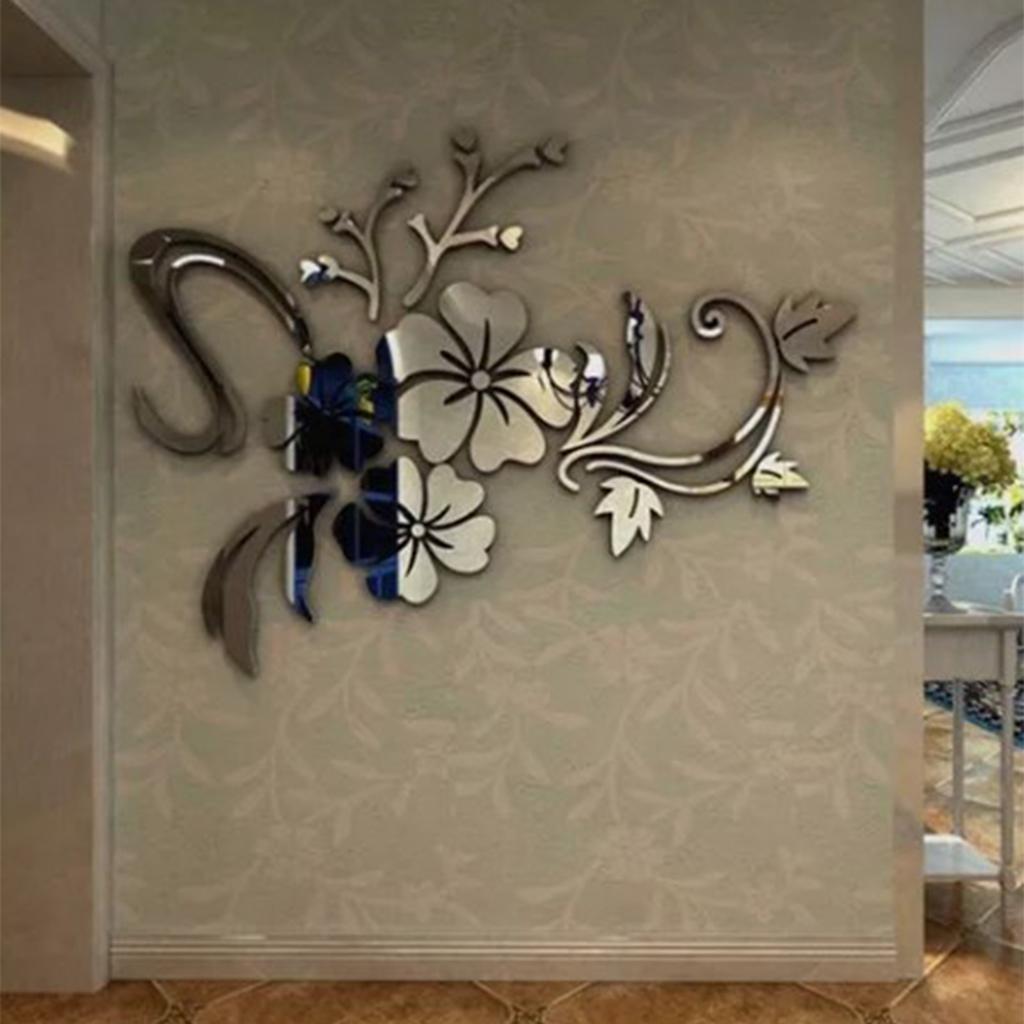 Acrylic Mirror Wall Sticker Removable 3D Wall Decal for Living Room Bedroom Bathroom Studio