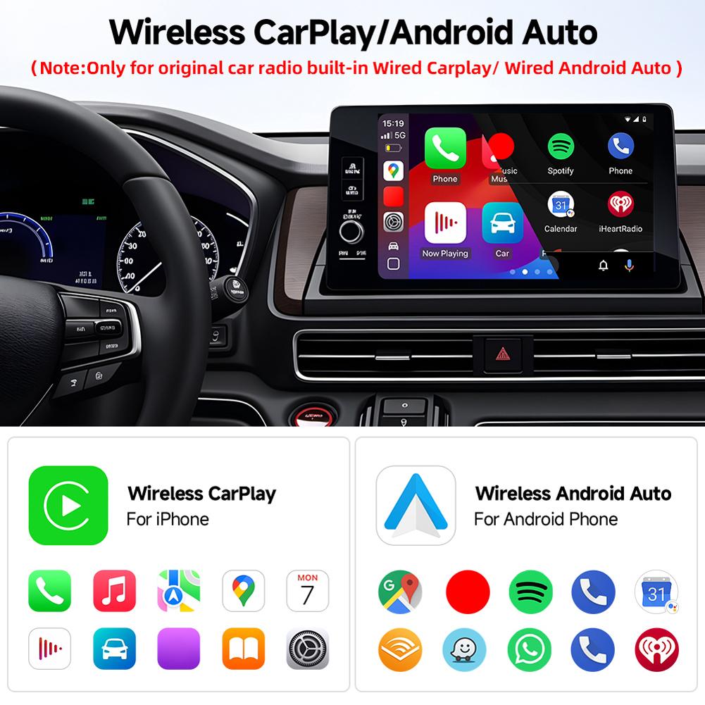 2 in 1 Wireless CarPlay Android Auto Adapter Smart Box Convert Wired To Wireless Smart USB Dongle Auto Connect for Factory Wired