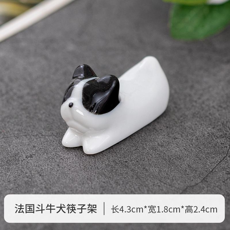 2pcs Cute Cartoon Dog Cat Ceramic Chopsticks Holder Chopstick Holder Stand Practical Fashion Chinese Kitchen Tableware Utensil