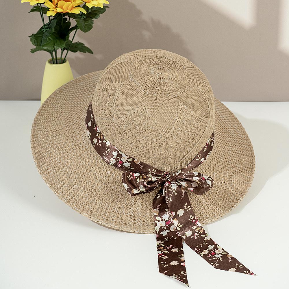 Dámske ležérne slnečné klobúky Elegantné rafiové klobúky Ochrana pred slnkom Klobúky so širokou krempou Vonkajšie Cestovné Plážové klobúky Jar Leto