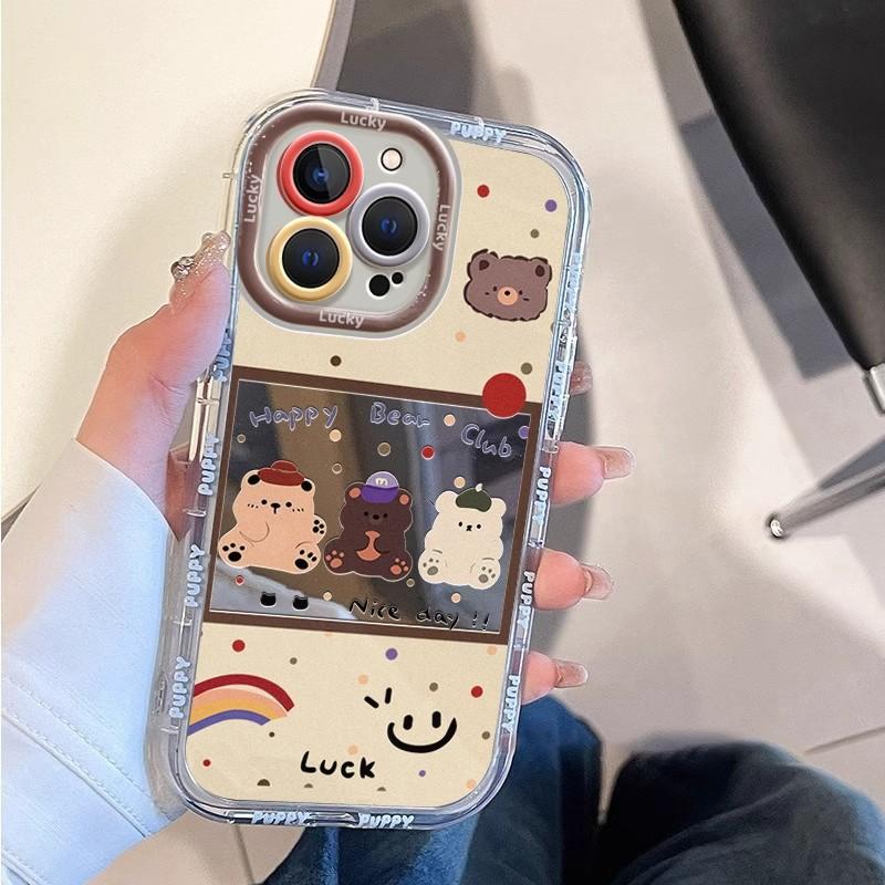 Cartoon Bear for IPhone16promax Mobile Phone Case for Apple 15 Anti-fall 14 Mirror 12 Female 13