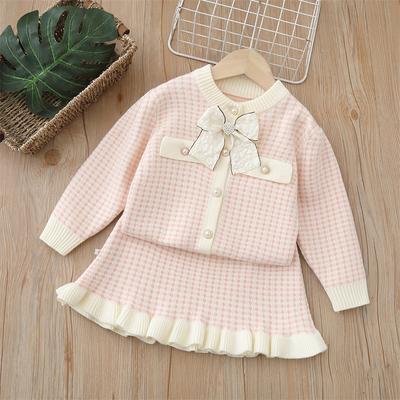 Winter Girls' Sweater Cardigan Short Skirt Two-piece Sweet Set
