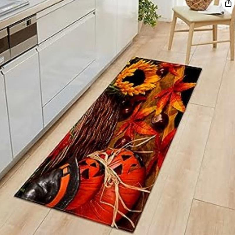 Long Kitchen Floor Mat Chalkboard Kitchen Print Design Anti Slip Durable Mat Comfortable Foot Feel Perfect for Kitchen Decor