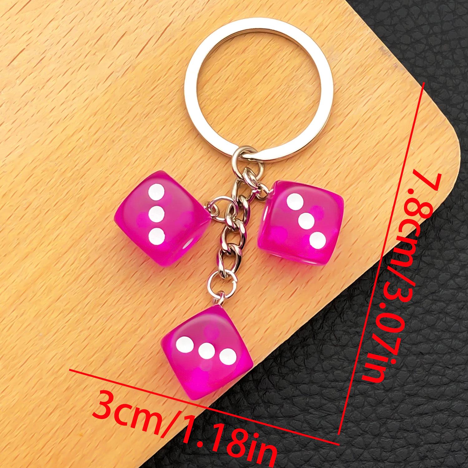Creative European Transparent Blue Resin Dice Keychain Gift for Car or Bag